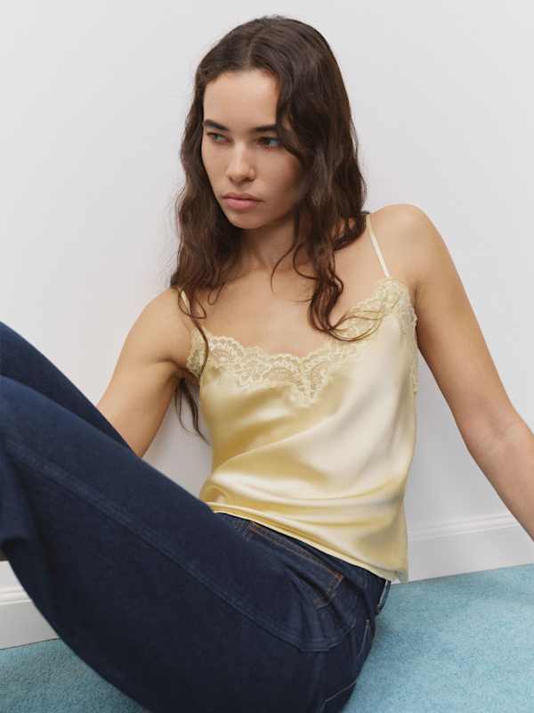 Teddy Silk Top - Blonde Lace